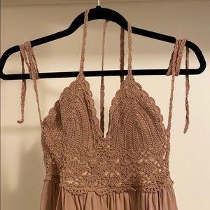 Dark Pastel Pink Open Back Maxi Dress